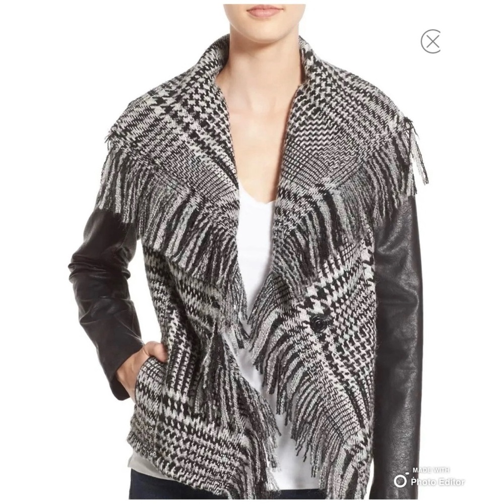 Guess Wool Blend Faux Leather MOTO Jacket - Picture 1 of 7